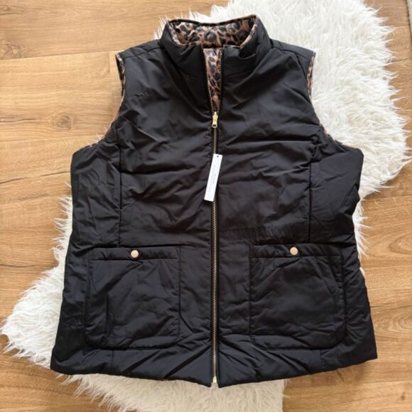 NWT! Talbots Reversible Quilted Vest - Leopard Print/Black | Size 1X - Picture 7 of 9